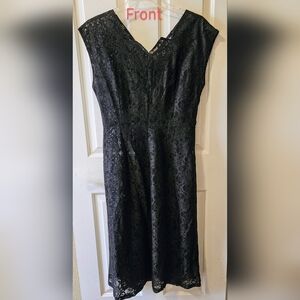 Vintage Lace Handmade Black Dress LBD With Slip Approx Size L Or 12